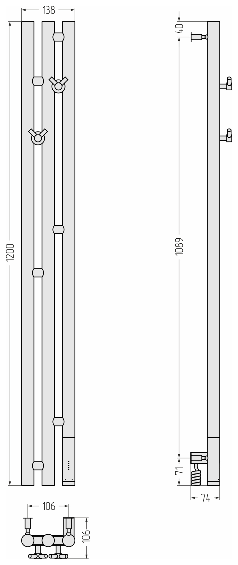 Полотенцесушитель электрический Сунержа Терция 3.0 120х13,8 см 051-5845-1211 состаренная латунь