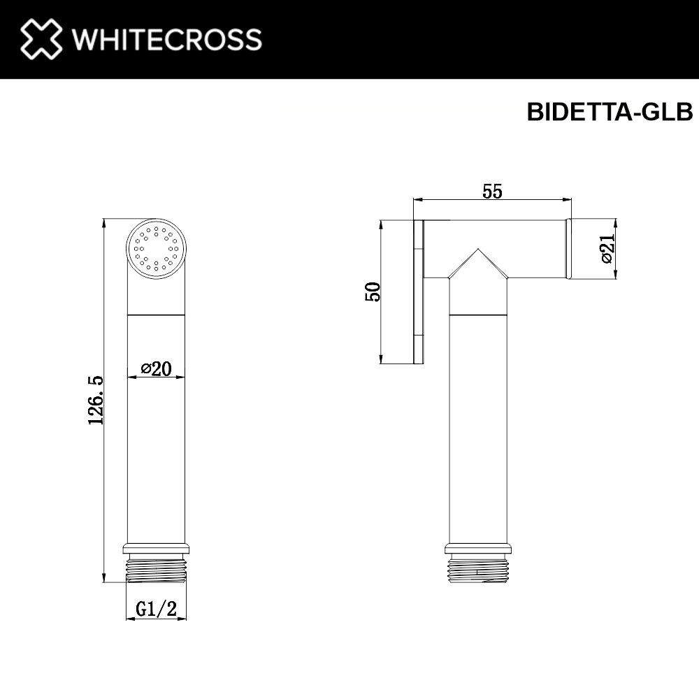 Гигиенический душ Whitecross Y brushed gold BIDETTA-GLB , 1 режим, d 2,6 см., брашированное золото
