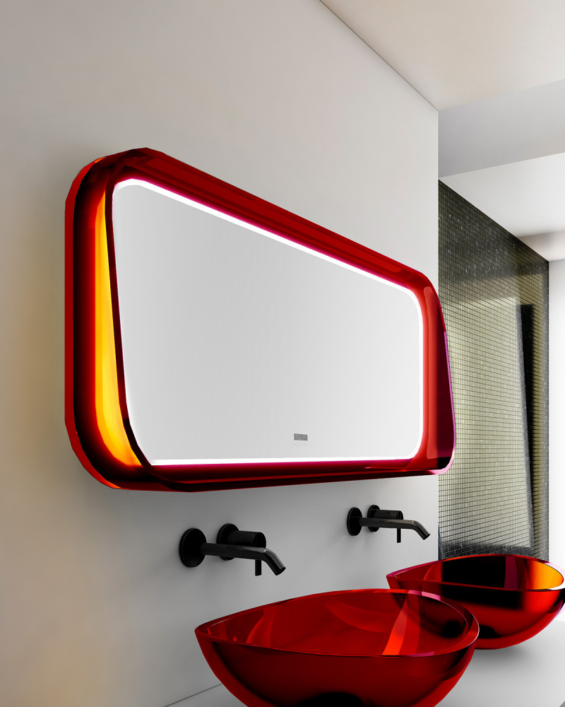 Зеркало Abber Kristall 120 см AT6702Rubin с подсветкой, красный
