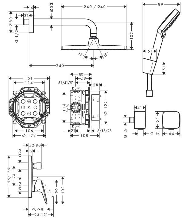 Душевой комплект Hansgrohe ShowerSet Crometta S/Focus chr, 27958000