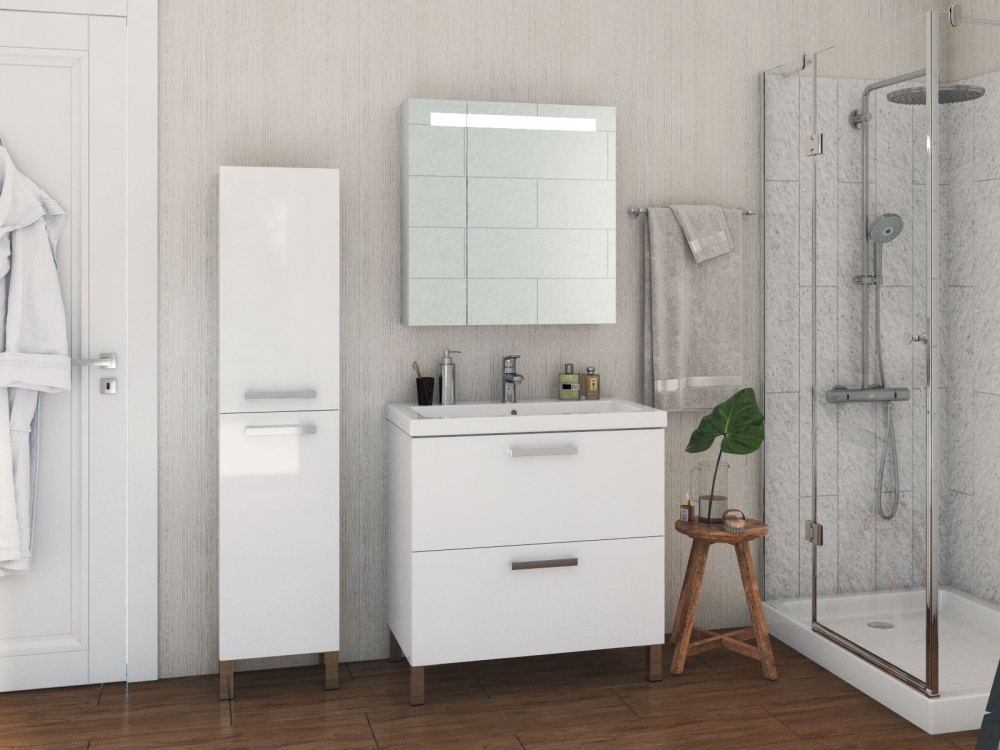 Зеркальный шкаф Cersanit Melar 70 см SP-LS-MEL70-Os с подсветкой, белый