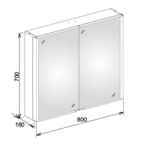 Зеркальный шкаф Keuco Royal Match 12802 171301 80x70x16 см с подсветкой, 2 дверцы