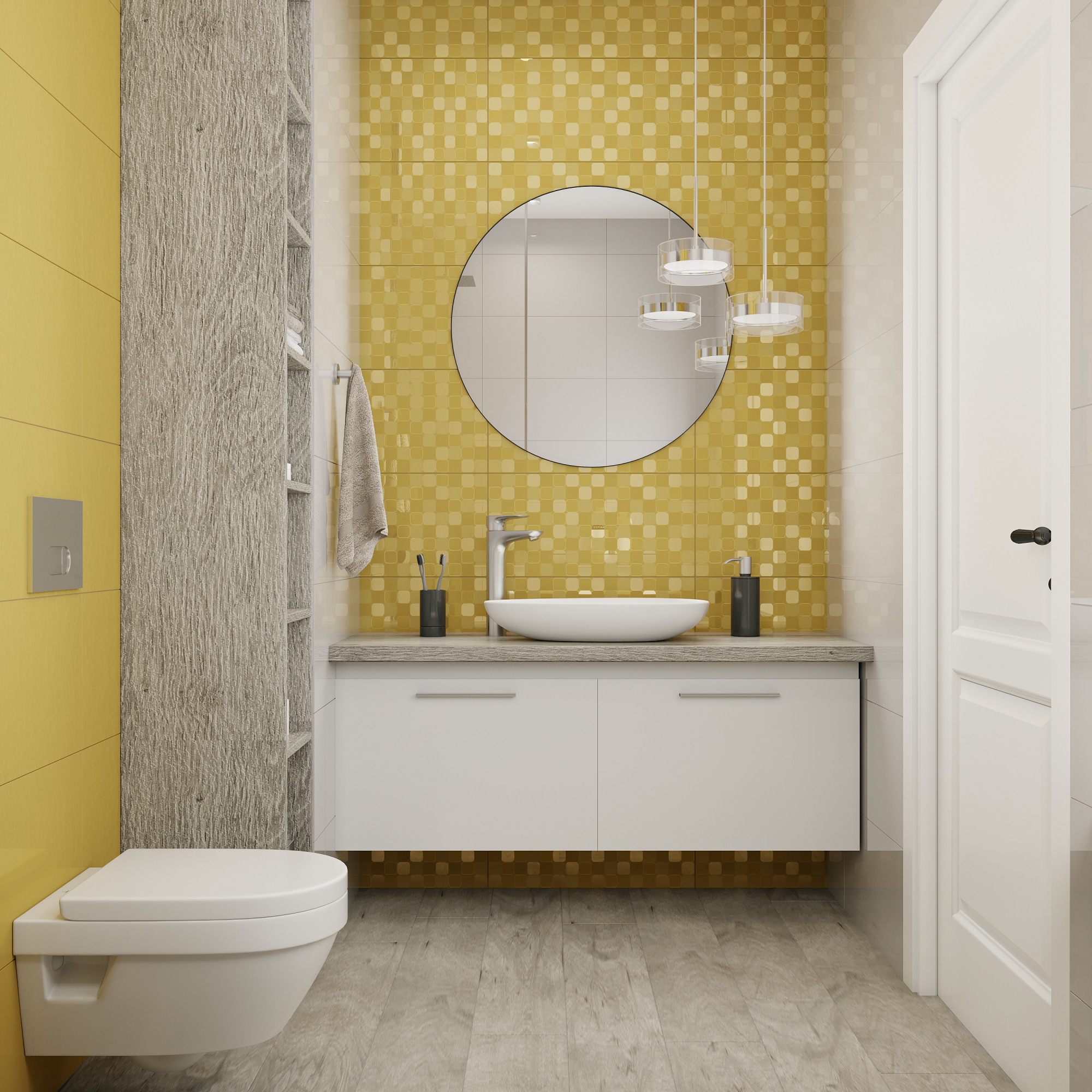Золотая плитка-мозаика в ванной комнате