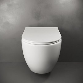 Комплект подвесной безободковый унитаз Ceramica Nova Mia Rimless CN1805 с ультра-тонким сиденьем SoftClose   +  инсталляция Geberit Delta 458.149.21.1 с кнопкой, хром глянцевый