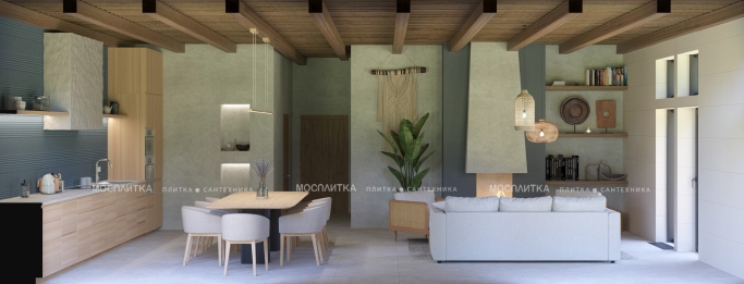 Дизайн Кухня-гостиная в стиле Современный в белом цвете №13227 - 4 изображение