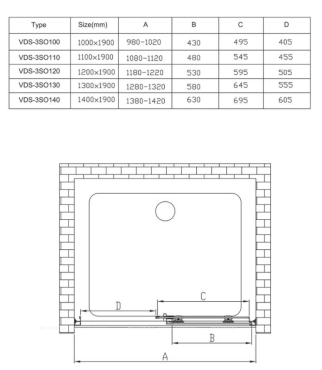 Душевая дверь Vincea Soft 100x195 см, VDS-3SO100CL, профиль хром, стекло прозрачное - 6 изображение