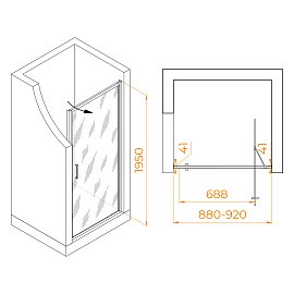 Душевая дверь RGW Stilvoll SV-05-B 90х195 см 70320509-14 профиль черный, стекло прозрачное