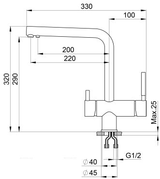 Смеситель Granula GR-2305 для кухонной мойки, антик - 2 изображение