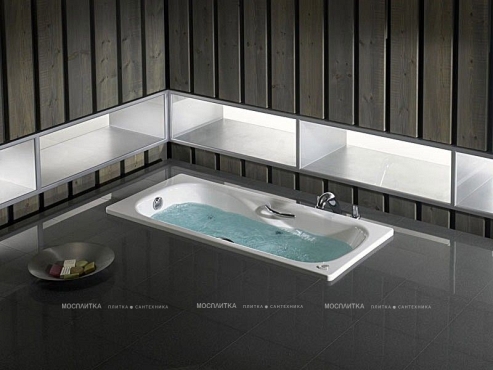 Чугунная ванна 170х75 Roca Malibu 2309G000R с антискользящим покрытием и отверстиями для ручек - 2 изображение