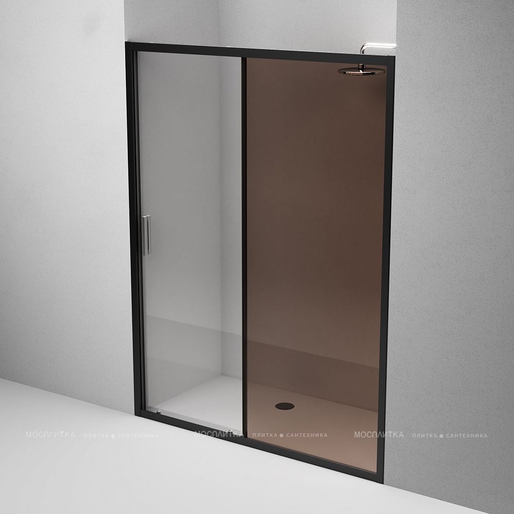 Душевая дверь Am.Pm Gem 150 см W90G-150-1-195BBr стекло прозрачное / тонированное, профиль черный - изображение 4