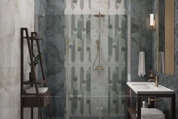 Дизайн Ванная в стиле Неоклассика в сером цвете №12843 - 6 изображение