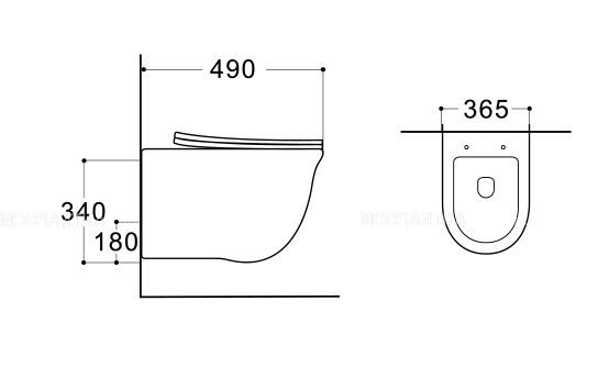 Унитаз подвесной Aquatek Классик 49х36,5х34 безободковый, тонкое сиденье микролифт AQ1112-00 - изображение 2