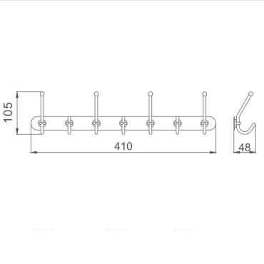 Планка с крючками для полотенец Haiba HB201-7, хром - 2 изображение