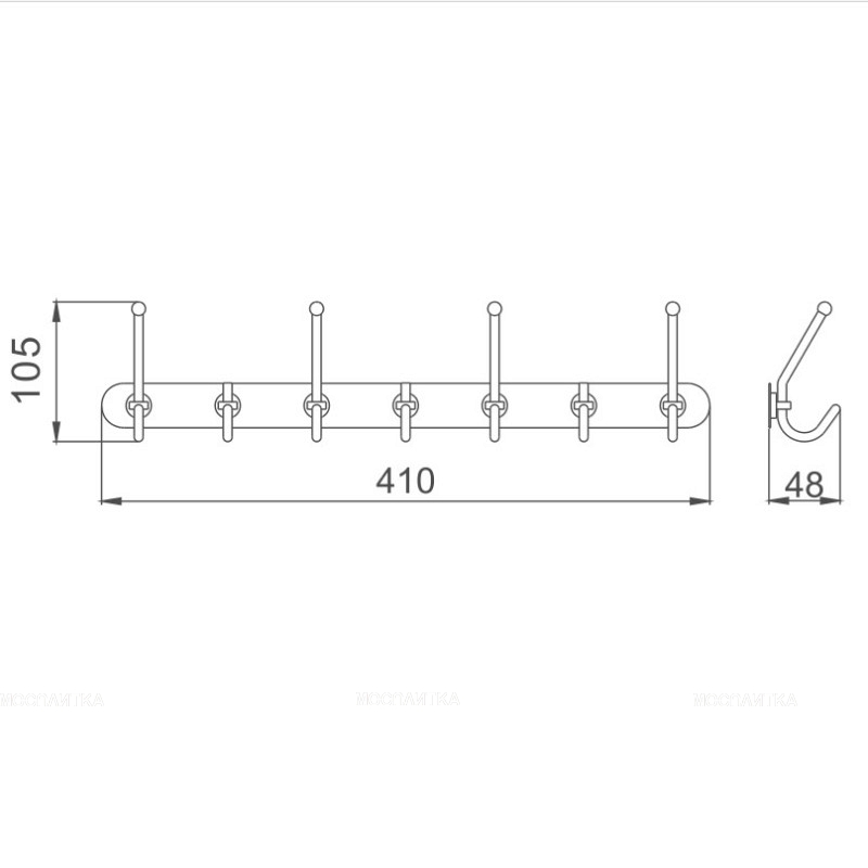 Планка с крючками для полотенец Haiba HB201-7, хром - изображение 2