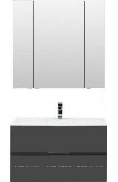 Комплект мебели для ванной Aquanet Алвита 90 серый антрацит - 2 изображение