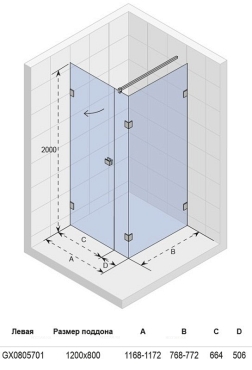 Душевой уголок прямоугольный Riho Scandic M204 120x80 см - 3 изображение