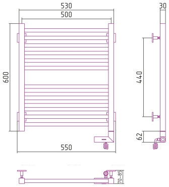 Полотенцесушитель электрический Сунержа Модус 2.0 60х50 см 00-5601-6050 без покрытия - 4 изображение