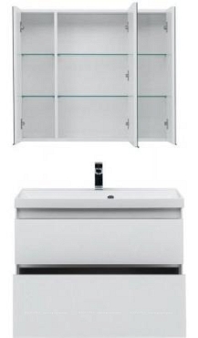 Комплект мебели для ванной Aquanet Гласс 90 белый - 3 изображение