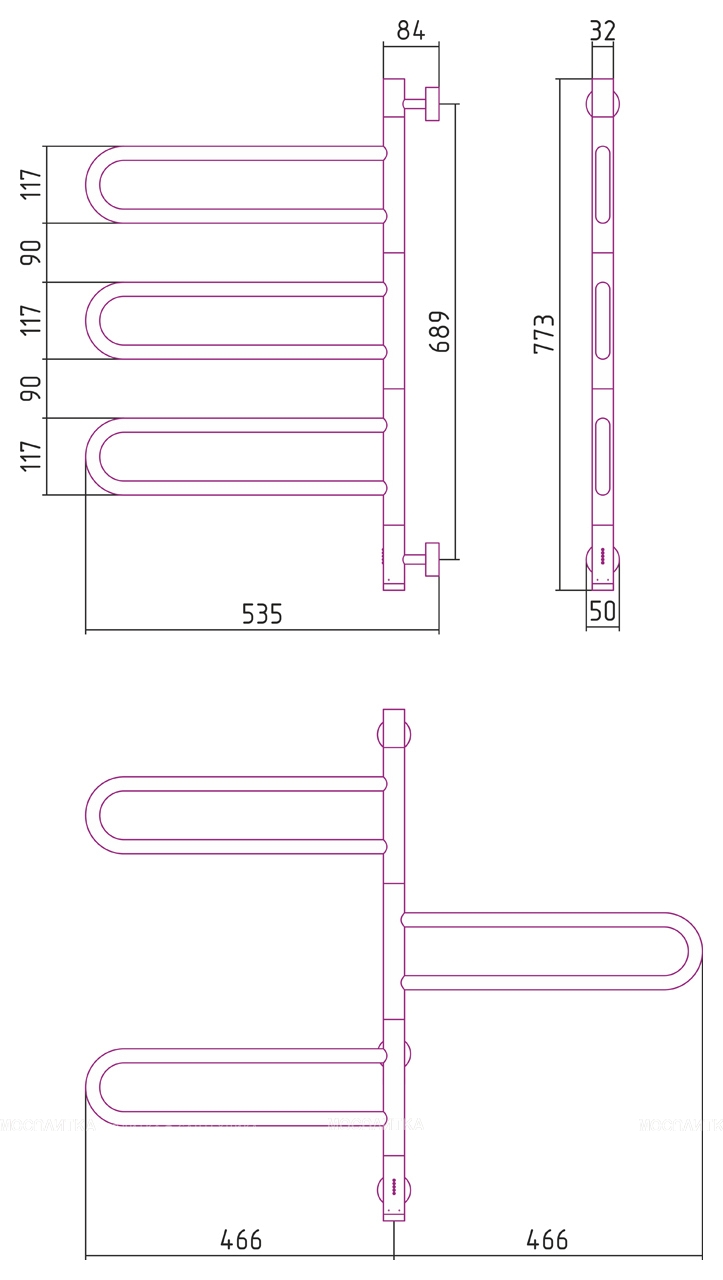 Полотенцесушитель электрический Сунержа Парео 4.0 77,3х53,5 см 020-0823-0773 шампань - изображение 3