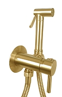 Гигиенический душ Paffoni Tweet Round ZDUP110HGSP со смесителем, 1 режим, золото медовое брашированное