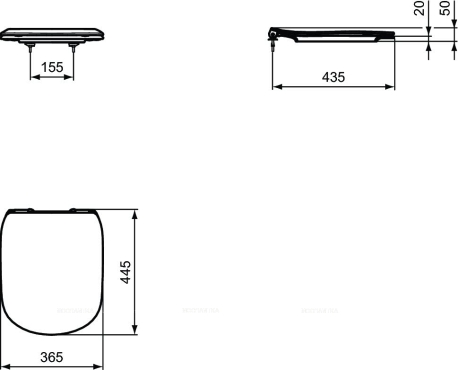 Комплект Ideal Standard Prosys Tesi подвесной унитаз + крышка-сиденье + встраиваемая инсталляция и механическая панель смыва R030501 - 9 изображение