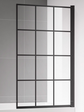 Душевая шторка на ванну AQUAme 80х140 см AQM2858-R профиль черный, стекло прозрачное - 2 изображение