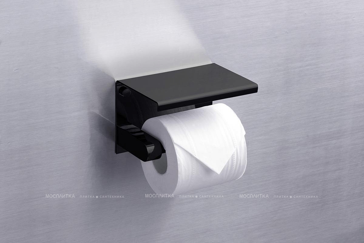 Держатель туалетной бумаги с полкой Rush Edge ED77141 Black, черный - изображение 3