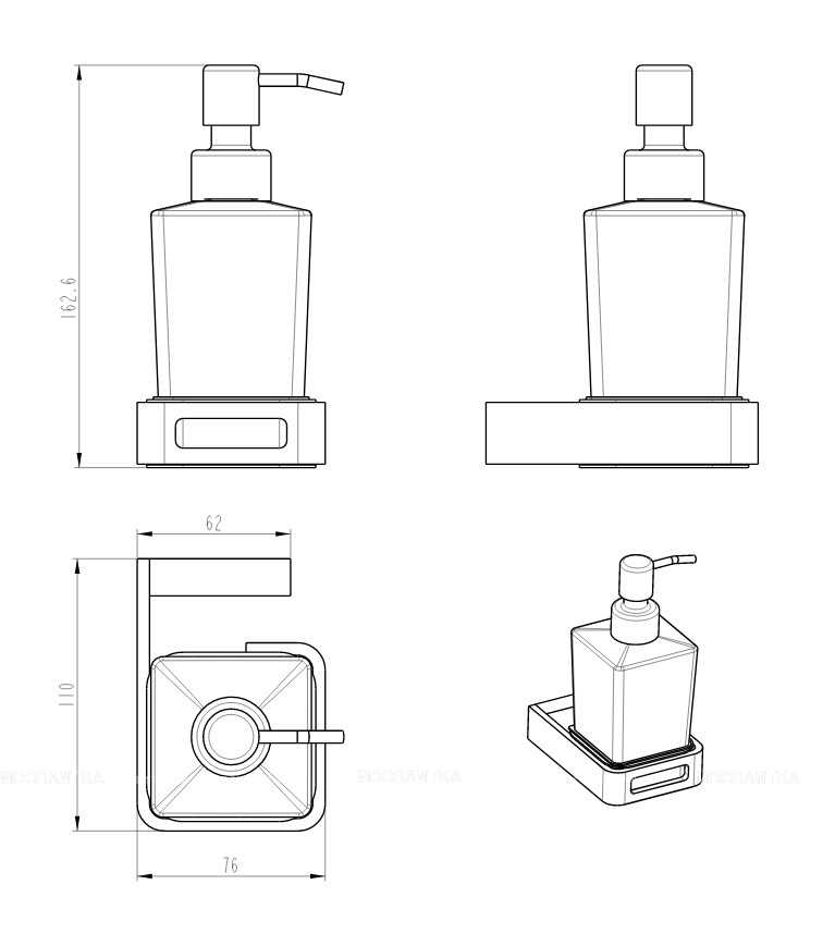 Дозатор Boheme Q 10957-SGM для жидкого мыла, антрацит глянец - изображение 2