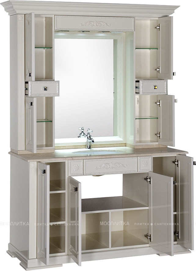 Зеркальный шкаф Aquanet Кастильо 140 слоновая кость - изображение 7