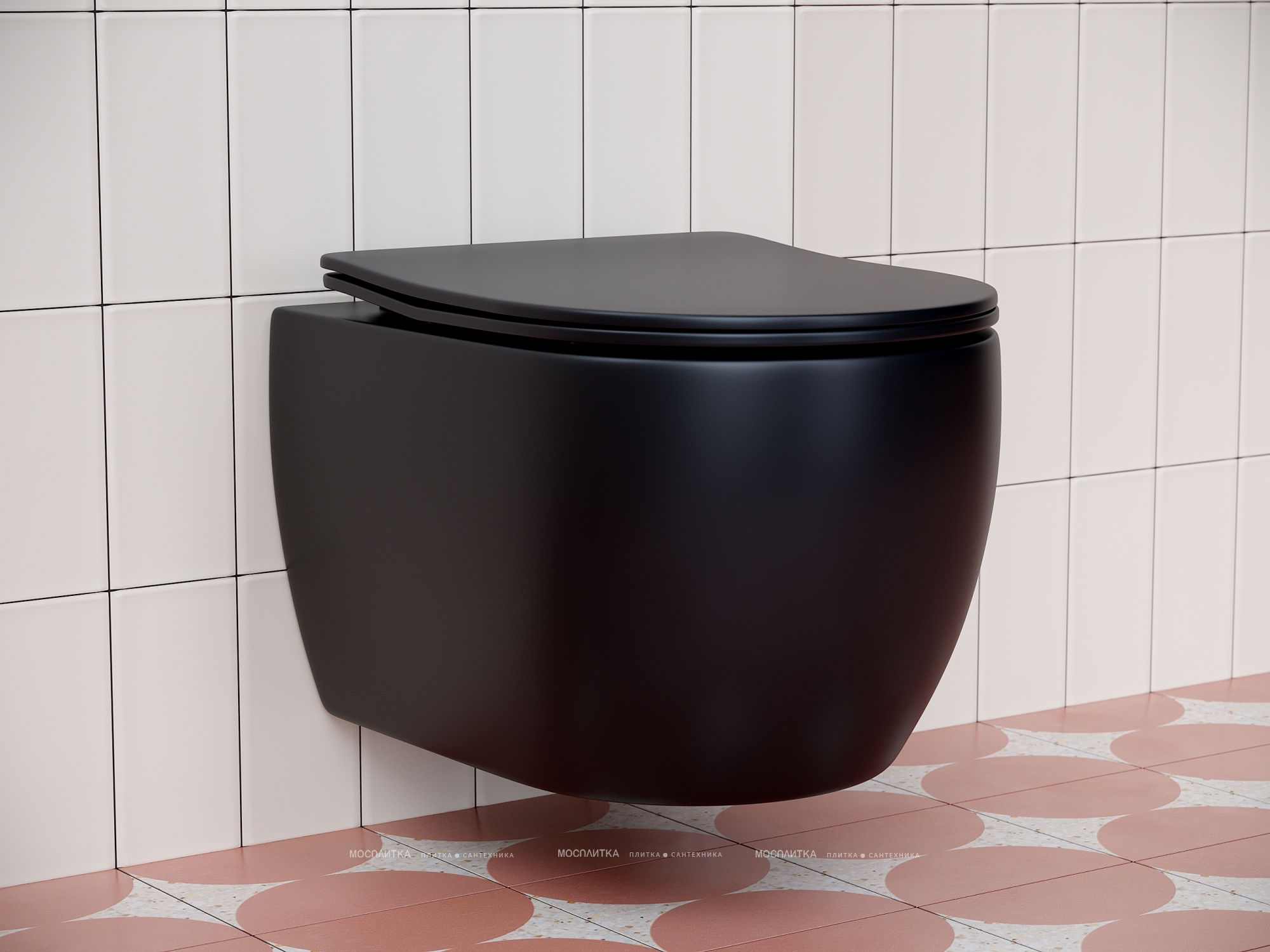 Комплект подвесной безободковый унитаз Ceramica Nova Play CN3001MB черный матовый с сиденьем микролифт + инсталляция Am.Pm ProC I012707.0138 с клавишей смыва ProC L, чёрная матовая - изображение 3