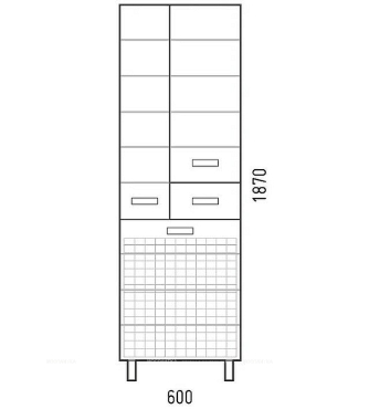 Шкаф-пенал Corozo Денвер 60 см SP-00000535 белый - 3 изображение