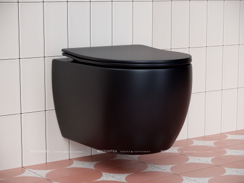 Комплект подвесной безободковый унитаз Ceramica Nova Play CN3001MB черный матовый с сиденьем микролифт + инсталляция Am.Pm ProC I012707.0138 с клавишей смыва ProC L, чёрная матовая - 3 изображение