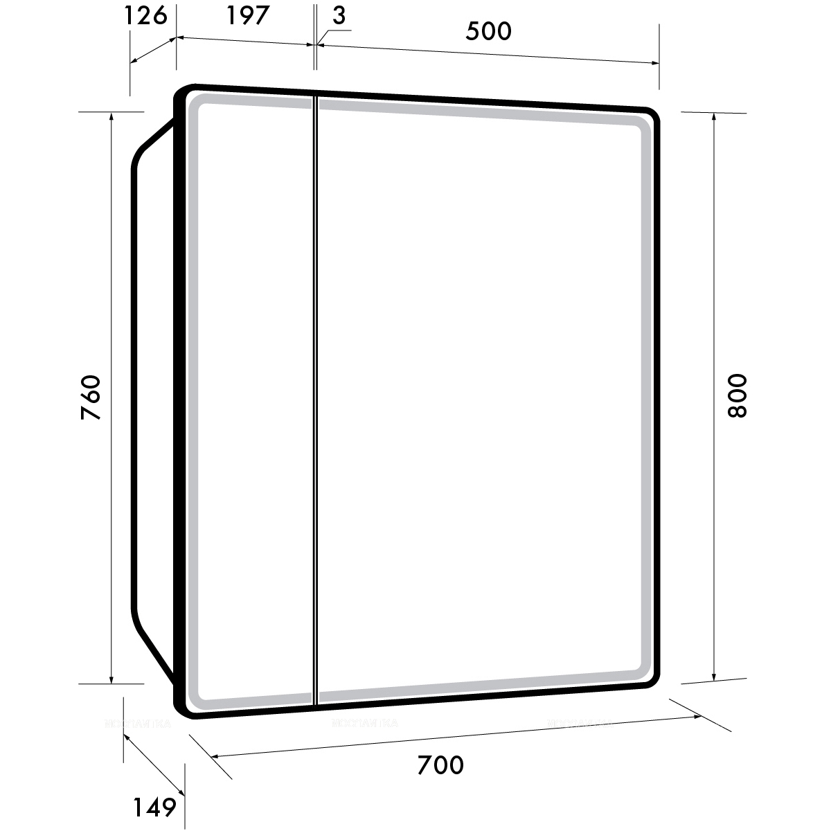 Зеркальный шкаф Dreja Point 70 см 99.9033 с подсветкой, белый - изображение 11