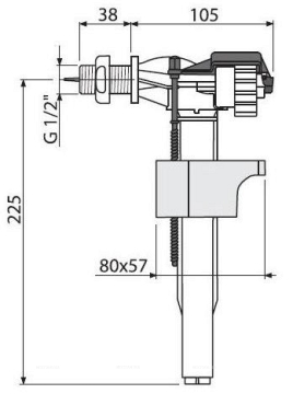 Впускной механизм AlcaPlast A15 1/2" с боковой подводкой (для керамических бачков) - 2 изображение