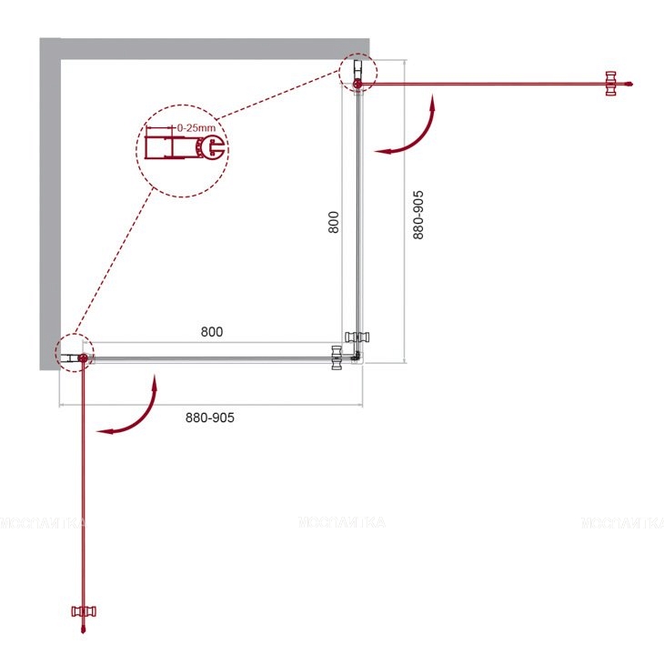 Душевой уголок BelBagno Etna 80х80 см ETNA-A-2-80-C-Cr  профиль хром,стекло прозрачное - изображение 3