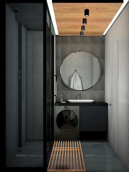 Дизайн Ванная в стиле Лофт в сером цвете №12832 - 6 изображение