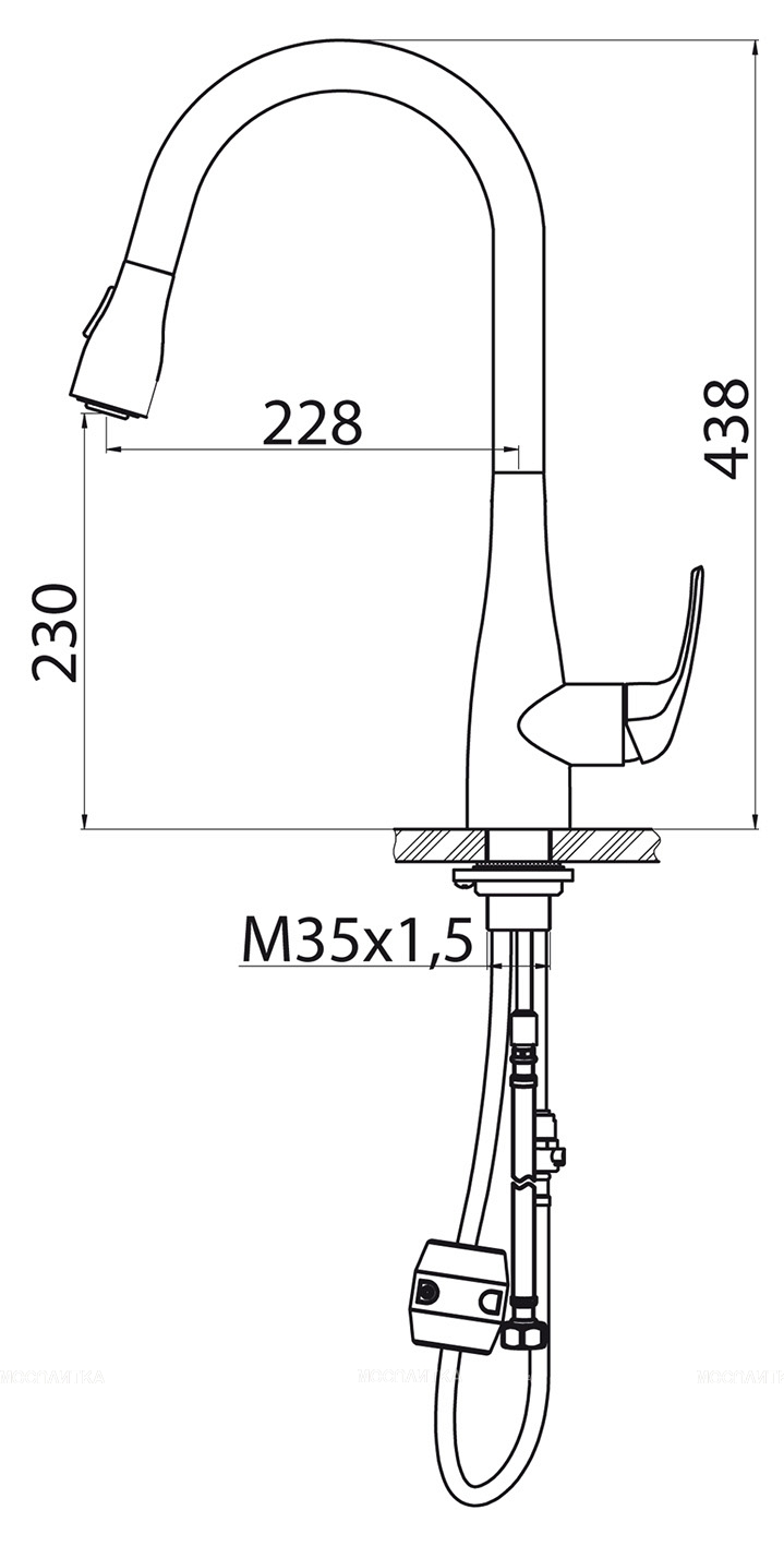 Смеситель BelBagno BB-LAM28-IN для кухонной мойки, хром - изображение 2