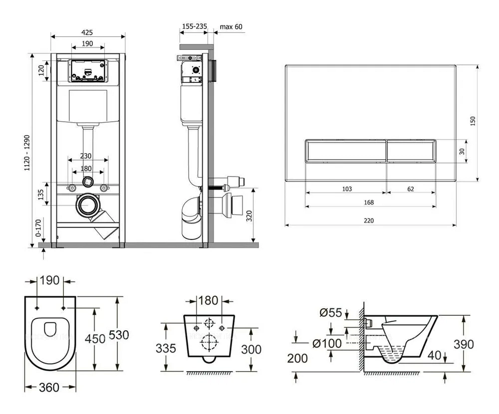 Комплект подвесной безободковый унитаз Lavinia Boho Biore Rimless, микролифт, 77040105 - изображение 9