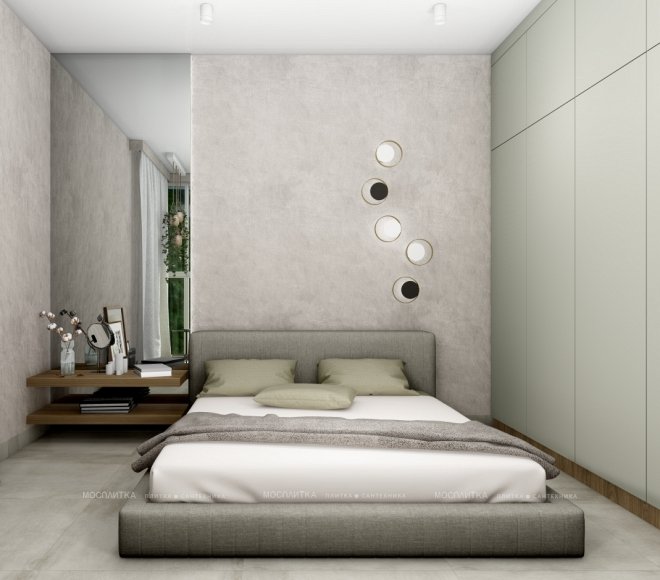 Дизайн Спальня в стиле Минимализм в бежевом цвете №12958