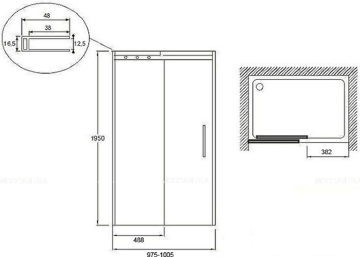 Душевая дверь Jacob Delafon Contra 100х195 см E22C100-GA профиль хром, стекло прозрачное - изображение 3
