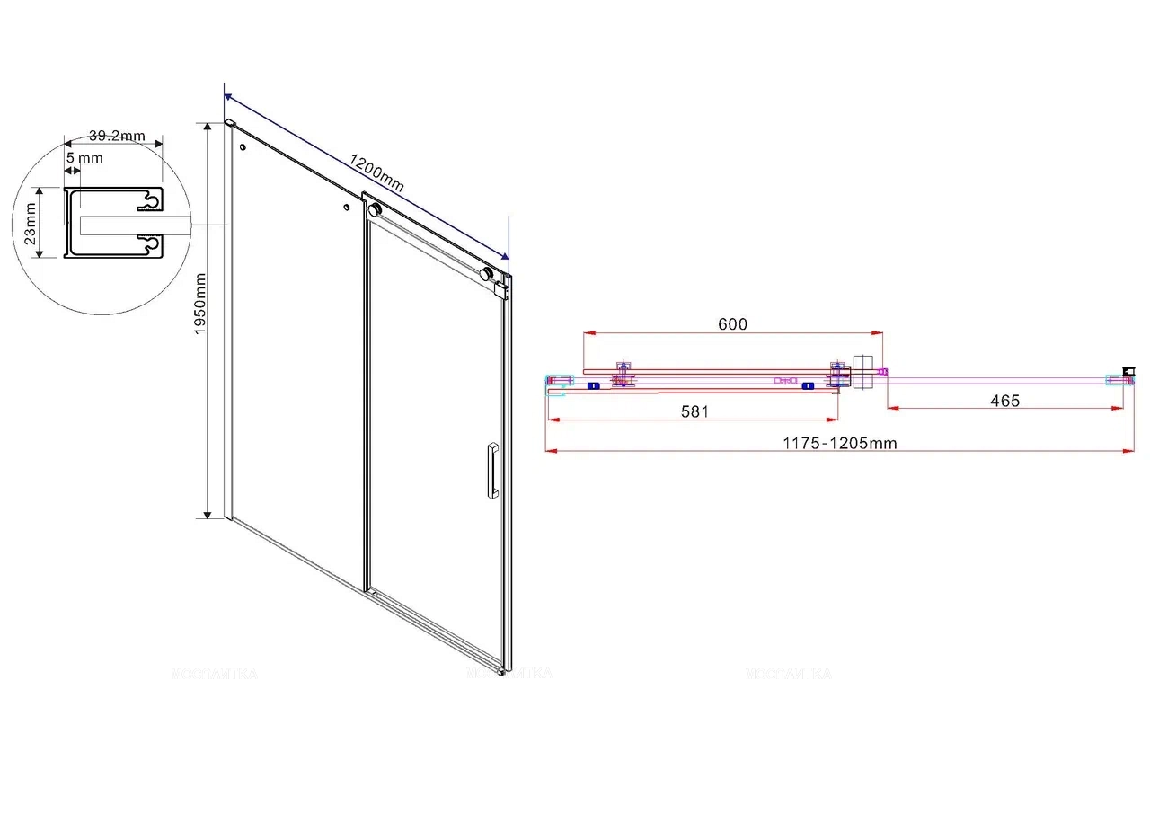 Душевая дверь Vincea Como 120 см хром, стекло тонированное, VDS-1C120CG - изображение 8