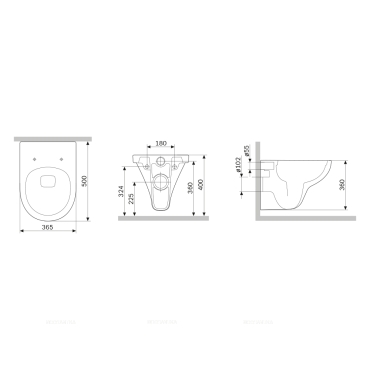 Унитаз подвесной безободковый Am.Pm Gem C901700SCmb с крышкой-сиденьем микролифт черной, глянцевый белый - 14 изображение