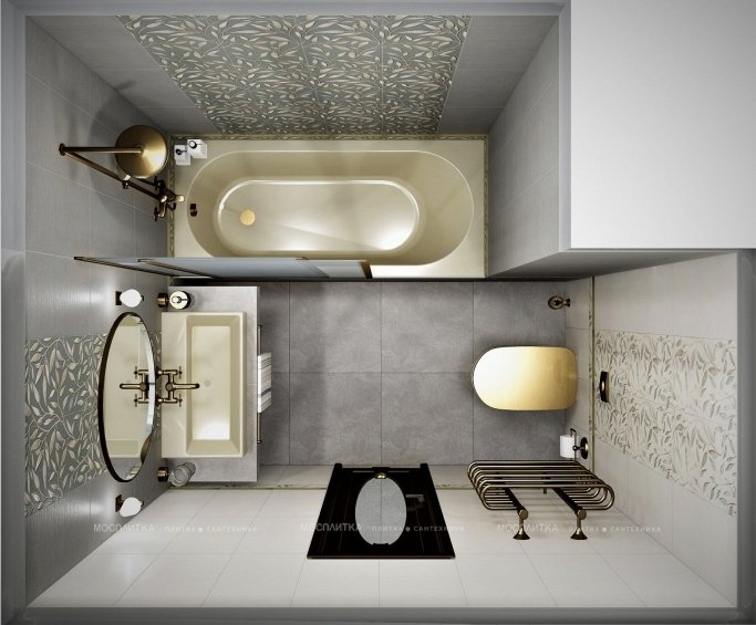Дизайн Ванная в стиле Арт-деко в бежевом цвете №11627 - 2 изображение