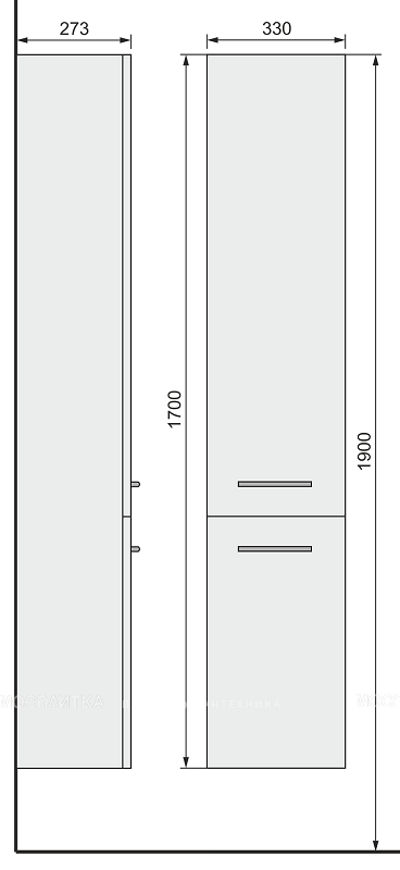 Шкаф-пенал Raval Quadro Qua.04.170/P/W, 35 см, белый - изображение 5