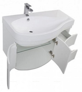 Комплект мебели для ванной Aquanet Сопрано 95 L распашн. двери белый - 6 изображение
