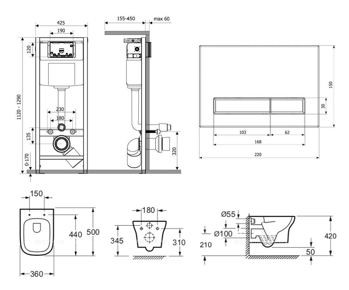 Комплект подвесной безободковый унитаз Lavinia Boho Bristol Rimless, микролифт, 87050193 - изображение 7