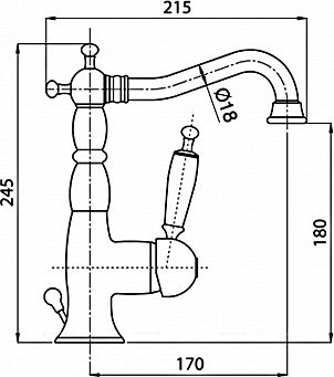 Смеситель для раковины Bugnatese Oxford 6313CR, с донным клапаном, хром - 2 изображение