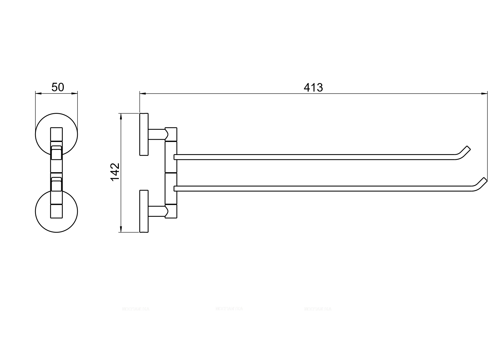 Полотенцедержатель Aquatek Бетта двойной AQ4613CR хром - изображение 2