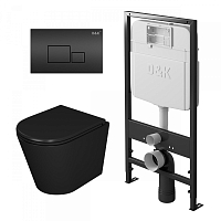 Комплект унитаза с инсталляцией D&K DS1022502 с сиденьем микролифт и черной клавишей смыва