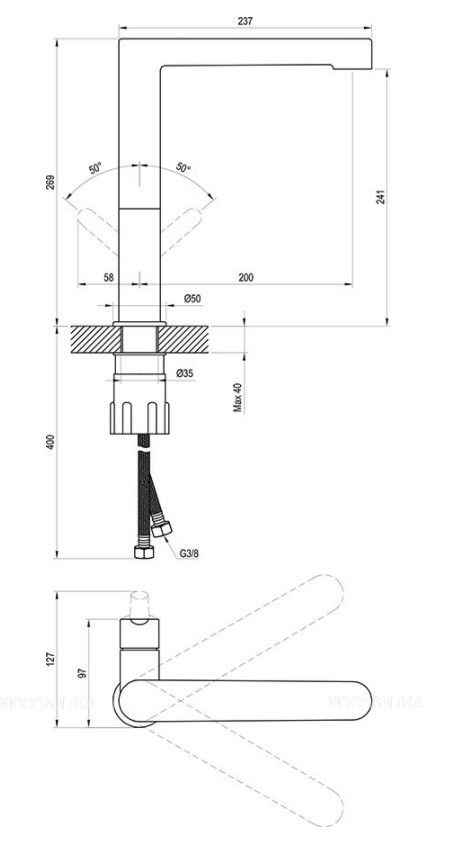 Смеситель Ravak Puri 016.00 кухонный с поворотным изливом без донного клапана X070143, хром - изображение 2